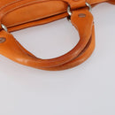 CELINE Hand Bag Leather Orange Silver Auth 152280-7