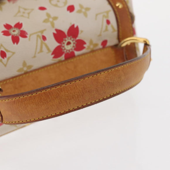 LOUIS VUITTON Monogram Cherry Blossom Sac Retro PM Bag White M92014 Auth 152285A