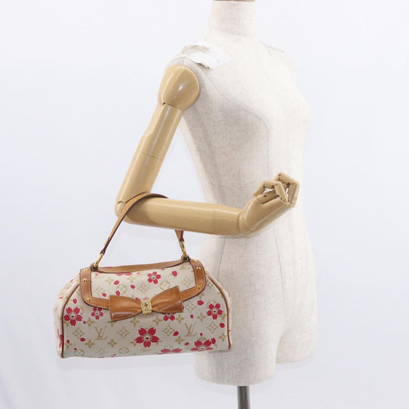 LOUIS VUITTON Monogram Cherry Blossom Sac Retro PM Bag White M92014 Auth 152285A