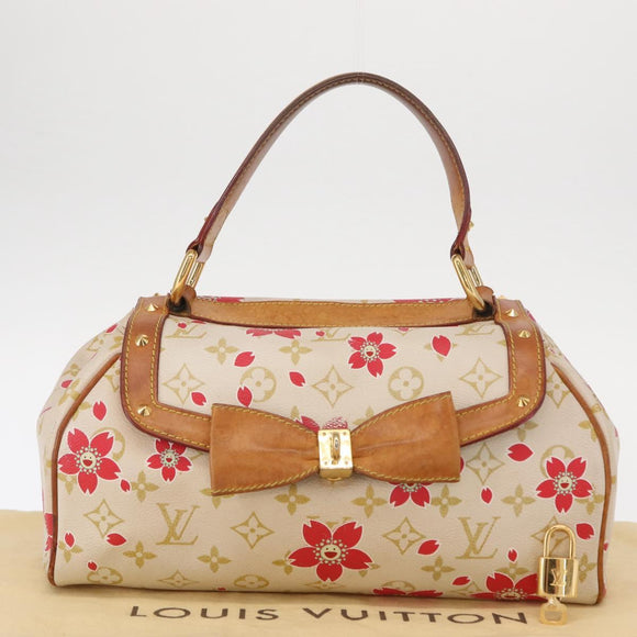LOUIS VUITTON Monogram Cherry Blossom Sac Retro PM Bag White M92014 Auth 152285A
