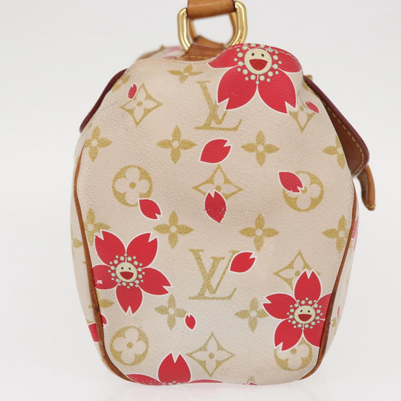 LOUIS VUITTON Monogram Cherry Blossom Sac Retro PM Bag White M92014 Auth 152285A