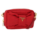 PRADA Shoulder Bag Nylon Red Gold Auth 152289SAV-1