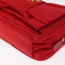 PRADA Shoulder Bag Nylon Red Gold Auth 152289SAV-11