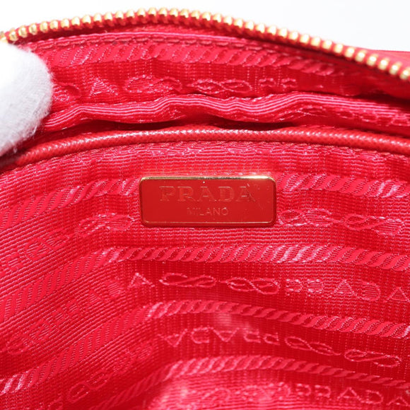 PRADA Shoulder Bag Nylon Red Gold Auth 152289SAV