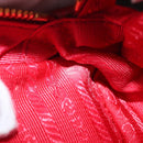 PRADA Shoulder Bag Nylon Red Gold Auth 152289SAV-20