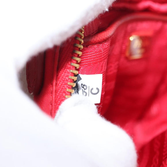 PRADA Shoulder Bag Nylon Red Gold Auth 152289SAV