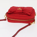 PRADA Shoulder Bag Nylon Red Gold Auth 152289SAV-6
