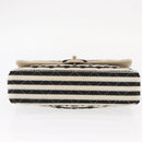 CHANEL Matelasse Chain Double Flap Chain Bag Knitted White CC Auth 152291SAV-11