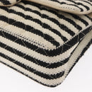 CHANEL Matelasse Chain Double Flap Chain Bag Knitted White CC Auth 152291SAV-13