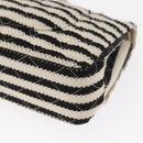 CHANEL Matelasse Chain Double Flap Chain Bag Knitted White CC Auth 152291SAV-15