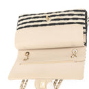 CHANEL Matelasse Chain Double Flap Chain Bag Knitted White CC Auth 152291SAV-21