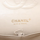 CHANEL Matelasse Chain Double Flap Chain Bag Knitted White CC Auth 152291SAV-23