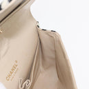 CHANEL Matelasse Chain Double Flap Chain Bag Knitted White CC Auth 152291SAV-28