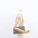 CHANEL Matelasse Chain Double Flap Chain Bag Knitted White CC Auth 152291SAV-33