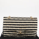 CHANEL Matelasse Chain Double Flap Chain Bag Knitted White CC Auth 152291SAV-12