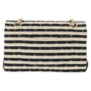 CHANEL Matelasse Chain Double Flap Chain Bag Knitted White CC Auth 152291SAV-4