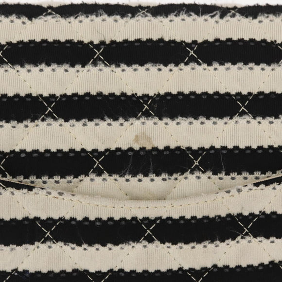 CHANEL Matelasse Chain Double Flap Chain Bag Knitted White CC Auth 152291SAV