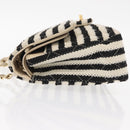CHANEL Matelasse Chain Double Flap Chain Bag Knitted White CC Auth 152291SAV-6