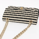 CHANEL Matelasse Chain Double Flap Chain Bag Knitted White CC Auth 152291SAV-14