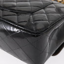CHANEL Matelasse Double Flap Chain Bag Patent leather Black Gold CC Auth 152292V-13