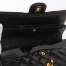 CHANEL Matelasse Double Flap Chain Bag Patent leather Black Gold CC Auth 152292V-18