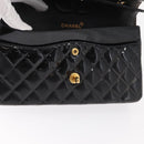 CHANEL Matelasse Double Flap Chain Bag Patent leather Black Gold CC Auth 152292V-19