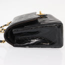 CHANEL Matelasse Double Flap Chain Bag Patent leather Black Gold CC Auth 152292V-5