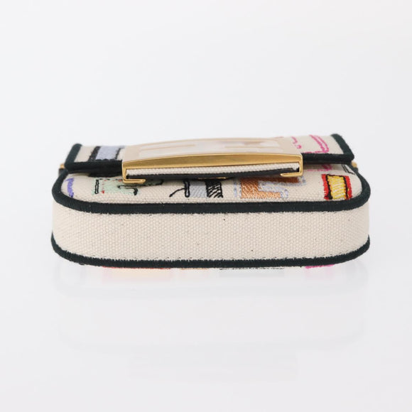 FENDI Zucca Canvas Nano Baguette Pouch Multicolor Gold Auth 152293SAM