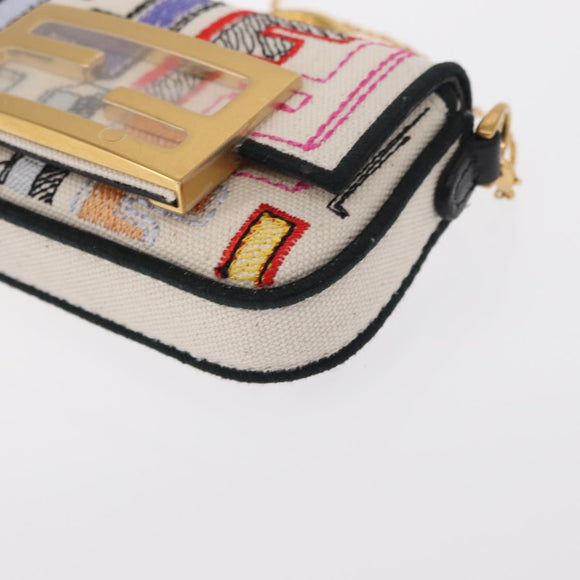 FENDI Zucca Canvas Nano Baguette Pouch Multicolor Gold Auth 152293SAM