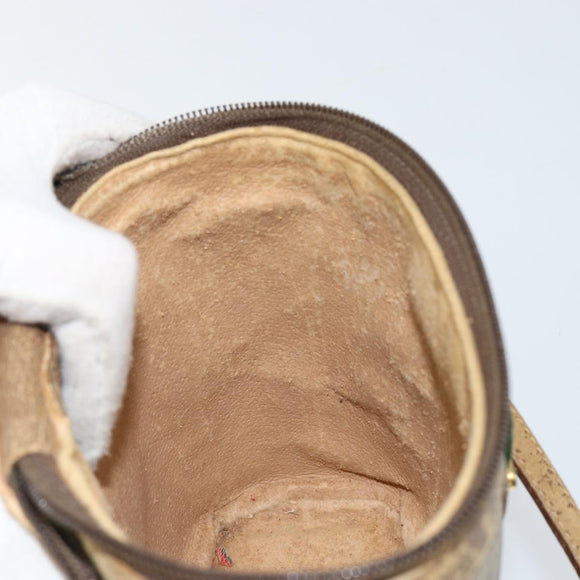 GUCCI GG Supreme Web Sherry Line Bag PVC Beige Gold 904 02 070 Auth 152352