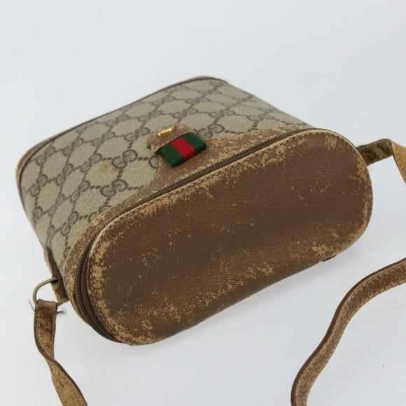 GUCCI GG Supreme Web Sherry Line Bag PVC Beige Gold 904 02 070 Auth 152352