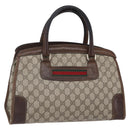 GUCCI GG Supreme Web Sherry Line Hand Bag PVC Beige Gold Auth 152358-1