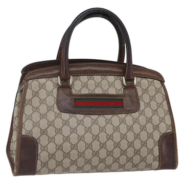 GUCCI GG Supreme Web Sherry Line Hand Bag PVC Beige Gold Auth 152358