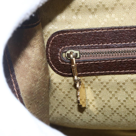 GUCCI GG Supreme Web Sherry Line Hand Bag PVC Beige Gold Auth 152358