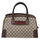 GUCCI GG Supreme Web Sherry Line Hand Bag PVC Beige Gold Auth 152358-13