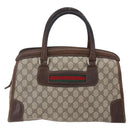 GUCCI GG Supreme Web Sherry Line Hand Bag PVC Beige Gold Auth 152358-2