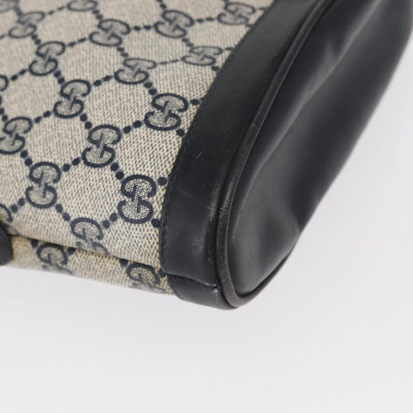 GUCCI GG Supreme Shoulder Bag PVC Leather Navy Gold Auth 152361