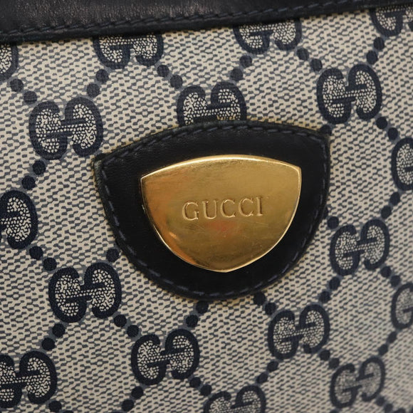 GUCCI GG Supreme Shoulder Bag PVC Leather Navy Gold Auth 152361
