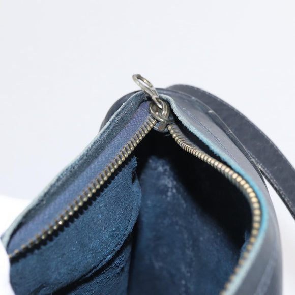 GUCCI GG Supreme Shoulder Bag PVC Leather Navy Gold Auth 152361