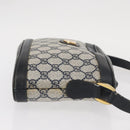 GUCCI GG Supreme Shoulder Bag PVC Leather Navy Gold Auth 152361-3