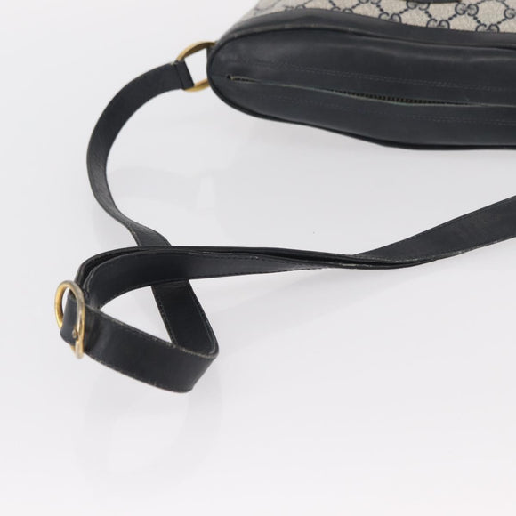 GUCCI GG Supreme Shoulder Bag PVC Leather Navy Gold Auth 152361