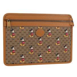 GUCCI GUCCIxDisney GG Supreme Clutch Bag PVC Beige Gold 602552 Auth 152362M