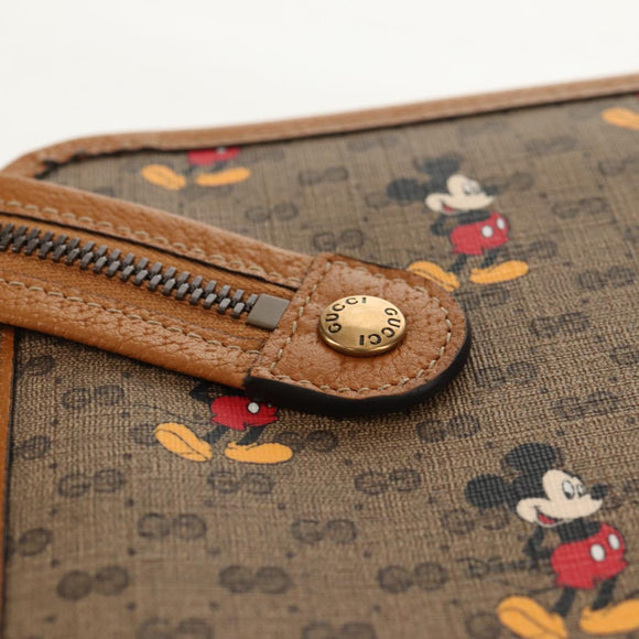 GUCCI GUCCIxDisney GG Supreme Clutch Bag PVC Beige Gold 602552 Auth 152362M