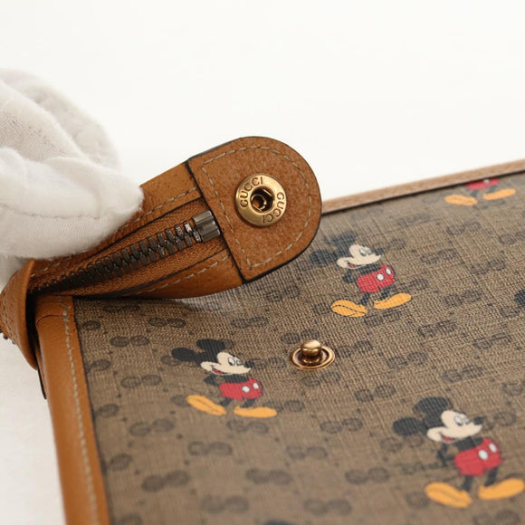 GUCCI GUCCIxDisney GG Supreme Clutch Bag PVC Beige Gold 602552 Auth 152362M