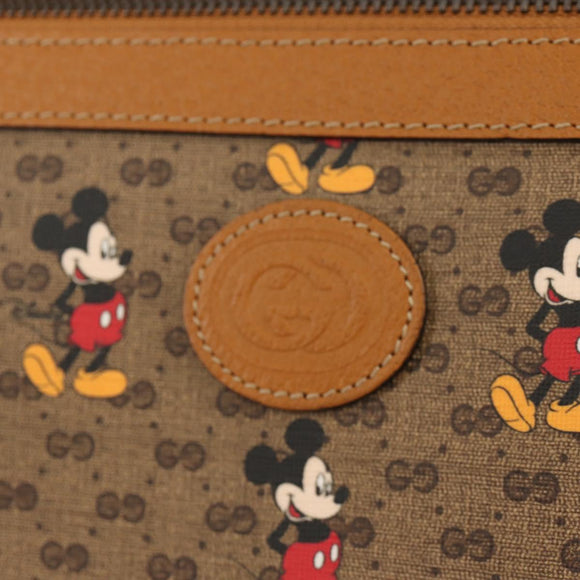 GUCCI GUCCIxDisney GG Supreme Clutch Bag PVC Beige Gold 602552 Auth 152362M