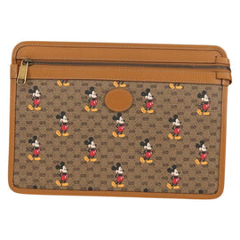 GUCCI GUCCIxDisney GG Supreme Clutch Bag PVC Beige Gold 602552 Auth 152362M - 0