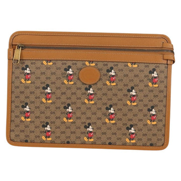 GUCCI GUCCIxDisney GG Supreme Clutch Bag PVC Beige Gold 602552 Auth 152362M - 0