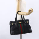GUCCI Micro GG Supreme Web Sherry Line Hand Bag Black Gold Auth 152363V-20