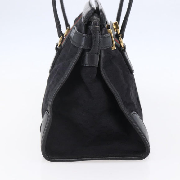 GUCCI Micro GG Supreme Web Sherry Line Hand Bag Black Gold Auth 152363V