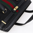 GUCCI Micro GG Supreme Web Sherry Line Hand Bag Black Gold Auth 152363V-6